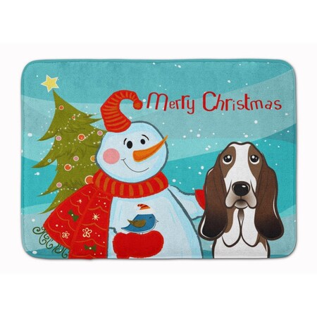 Carolines Treasures Snowman with Basset Hound Machine Washable Memory Foam Mat BB1863RUG